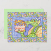 VUURSPUWENDE DRAGON VERJAARDAGSKAARSEN BRIEFKAART (Voorkant / Achterkant)