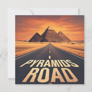 Vuurspuwende Piramides Weg Egypte Woestijn Kunst Feestdagenkaart