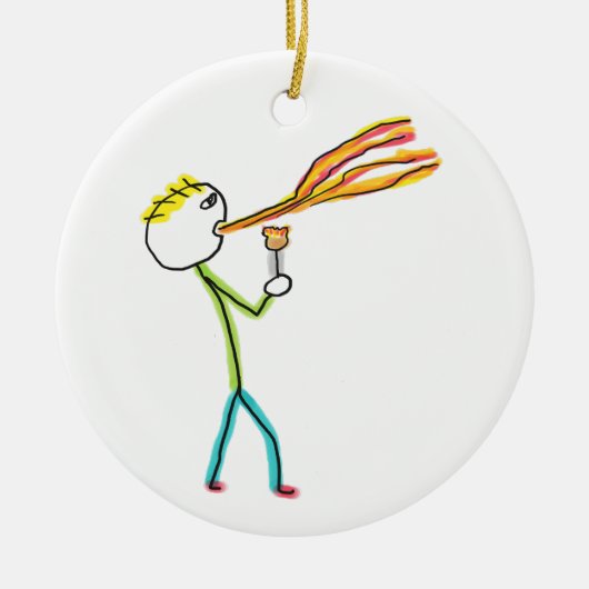 Vuurspuwende stokmannetje keramisch ornament (Voorkant)