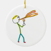 Vuurspuwende stokmannetje keramisch ornament (Achterkant)