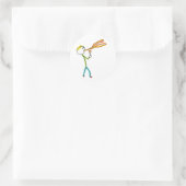 Vuurspuwende stokmannetje ronde sticker (Tas)
