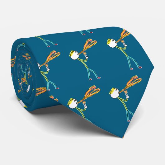 Vuurspuwende stokmannetje stropdas (Opgerold)
