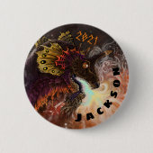 Vuurspuwer Draak Aangepaste Naam Ronde Button 5,7 Cm (Voorkant)