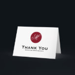 Vuursteenrode cirkelmonogram dankkaart voor bruilo bedankkaart<br><div class="desc">Vuursteenrode cirkelmonogram dankkaart voor bruiloft 
 
 Eenvoudige maar elegante bruiloft dankkaart met vuursteenrode cirkelmonogram en formeel schrift. Andere kleuren zijn beschikbaar in mijn winkel. Voor vragen kunt u op de contactknop hierboven klikken.  



  



  



  


 
  



  


com</div>