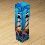 vuursteentje wijn<br><div class="desc">Mooie rode en witte gestreepte vuurtoren op een rotsachtige buitenkant omgeven door bloemen en blauw water/hemel AI Art gemaakt door minx267</div>