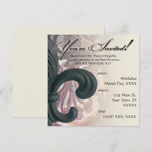 vuursteentje / zand " iron fleur de lis " vierkant kaart (Voorkant / Achterkant)