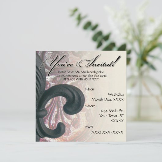 vuursteentje / zand " iron fleur de lis " vierkant kaart (Staand voorkant)