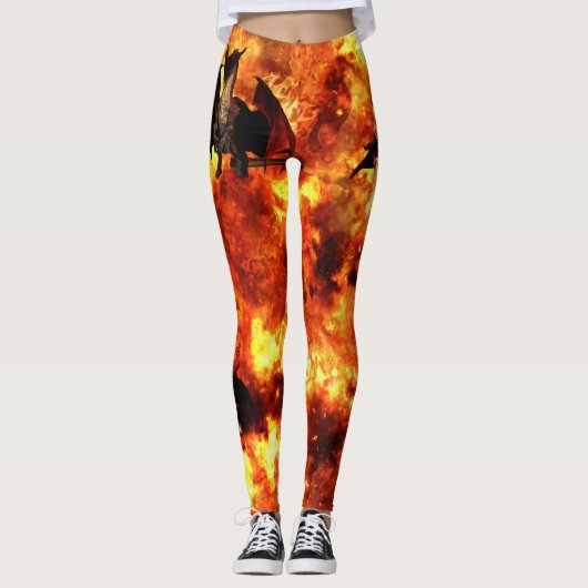 Vuurstofafbrekende draak Fantasy Leggings (Voorkant)