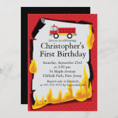 Vuurstofbrandweerman Birthday Party Kaart (Voorkant / Achterkant)