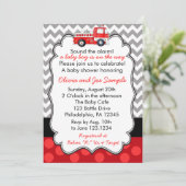 Vuurstofwagen Baby shower Uitnodiging (Staand voorkant)