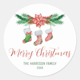 Vuurtakken met kerst Sokken Ronde Sticker