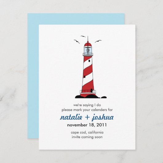 Vuurthouderbestemming bruiloft opslaan Datum kaart (Voorkant / Achterkant)