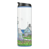 Vuurtoren 10; Thermische Tumbler; Grijs Blauw Thermosbeker (Geroteerd rechts)