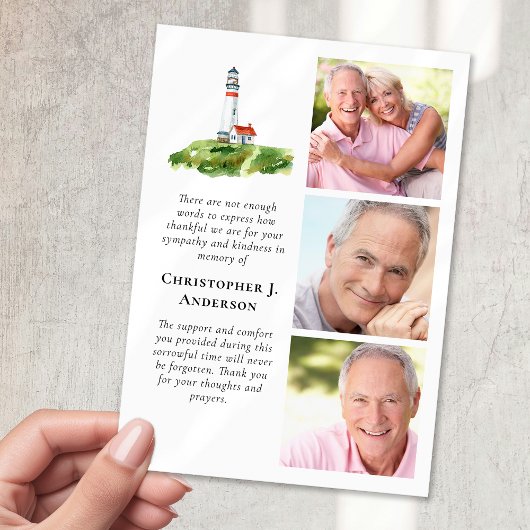 Vuurtoren 3 Foto Sympathy Funeral Bedankkaart