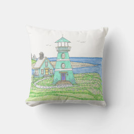 Vuurtoren 5; Openluchtkussen; Cyaan Buitenkussen