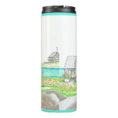 Vuurtoren 6; Thermische Tumbler; Cyaan Thermosbeker (Achterkant)