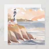 Vuurtoren aan de kust | Kaart in de waterverf ocea (Voorkant / Achterkant)