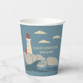 Vuurtoren aan de kust van Rocky Papieren Bekers (Achterkant)