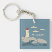 Vuurtoren aan de kust van Rocky Sleutelhanger (voorkant)