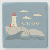 Vuurtoren aan de kust van Rocky Stenen Onderzetter (Voorkant)