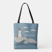 Vuurtoren aan de kust van Rocky Tote Bag (Achterkant)