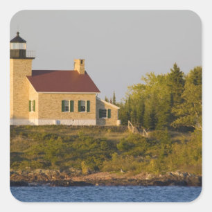 Vuurtoren aan het Lake Superior bij Copper Harbor Vierkante Sticker