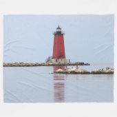 VUURTOREN AAN HET MICHIGANMEER FLEECE DEKEN (Voorkant (Horizontaal))