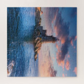 Vuurtoren aan het strand legpuzzel (Horizontaal)