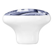 Vuurtoren aan zee door het Zee Blauw en Wit Keramische Knop (Zijkant)