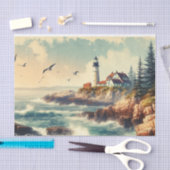 vuurtoren aan zee en Rocky Coast Tissuepapier (Craft)