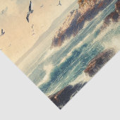 vuurtoren aan zee en Rocky Coast Tissuepapier (Detail)