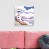 vuurtoren aan zee | Waterverf Ocean Painting Canvas Afdruk (Insitu (Woonkamer))