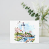 Vuurtoren Aquarel Briefkaart (Staand voorkant)