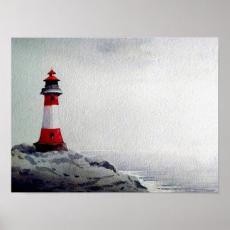 Vuurtoren Aquarel Schilderij Poster