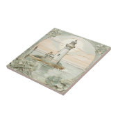 Vuurtoren Art Nouveau Faux Relief Pastel Mint Tegeltje (Zijkant)