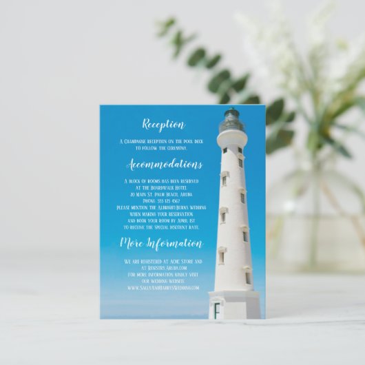 Vuurtoren Aruba Bestemming Huwelijksverblijf Kaart (Staand voorkant)