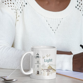 Vuurtoren "Be the Light" Waterverf Motivatie Koffiemok