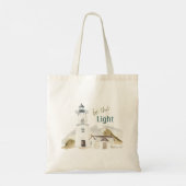 Vuurtoren "Be the Light" Waterverf Motivatie Tote Bag (Achterkant)