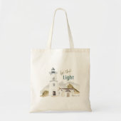 Vuurtoren "Be the Light" Waterverf Motivatie Tote Bag (Voorkant)