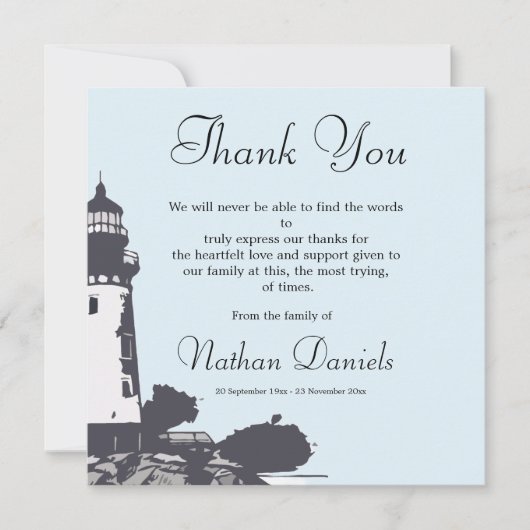 Vuurtoren begrafenis dank u kaarten (Voorkant)