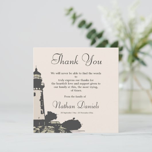 Vuurtoren begrafenis dank u kaarten (Staand voorkant)