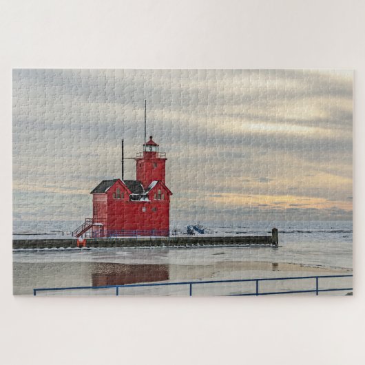 Vuurtoren bekend als Big Red in Holland Michigan Legpuzzel (Horizontaal)