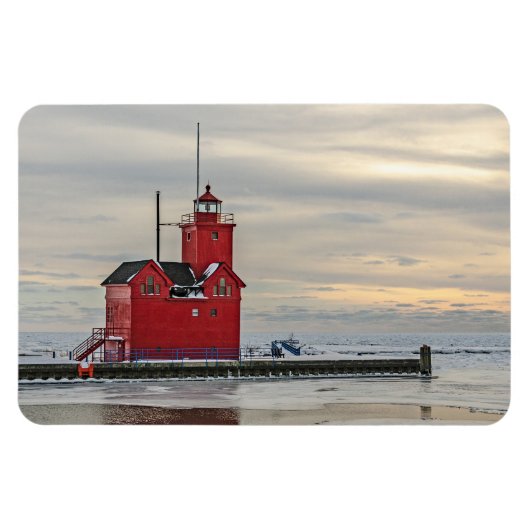 Vuurtoren bekend als Big Red in Holland Michigan Magneet (Horizontaal)