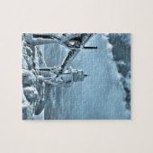 vuurtoren, bevroren in de winter legpuzzel (Horizontaal)