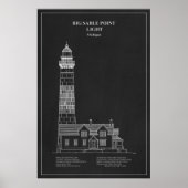 Vuurtoren Big Sable Point - Michigan – PD Poster (Voorkant)