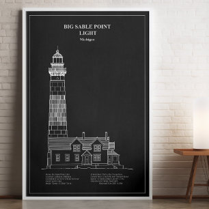 Vuurtoren Big Sable Point - Michigan – PD Poster