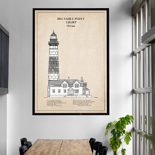 Vuurtoren Big Sable Point - Michigan - SBD Canvas Afdruk