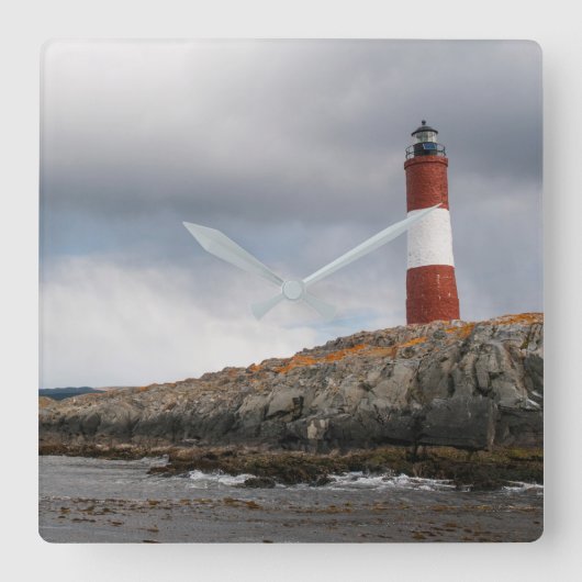 Vuurtoren bij Beagle Channel Vierkante Klok (Voorkant)