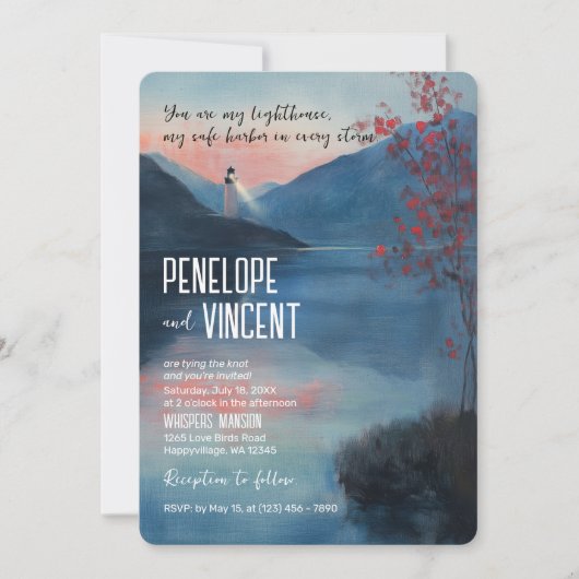 Vuurtoren bij de bruiloft van het meer kaart (Voorkant)