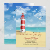 Vuurtoren bij de Zee repetitie Dinner Invitation Kaart (Voorkant / Achterkant)